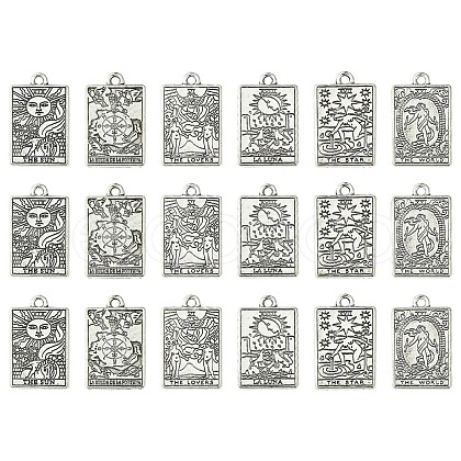 18Pcs 6 Styles Zinc Tibetan Style Alloy Pendants FIND-YW0004-70B-1