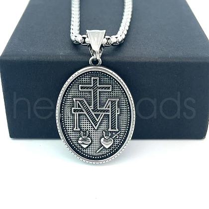 Ancient Greek Stainless Steel Religion Embossed Saint Pendant Punk Hip-hop Necklaces HV5728-10-1