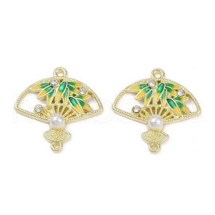 Alloy Green & Yellow Enamel Fan Connector Charms FIND-M079-07B-G-1