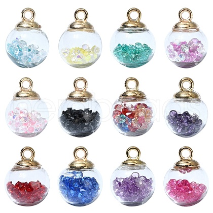 36Pcs 5 Styles Glass Pendants GLAA-YW0003-52-1