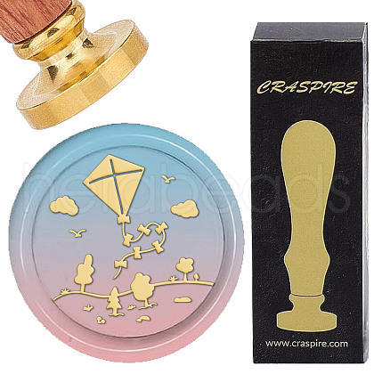 Brass Wax Seal Stamps with Wood Handle AJEW-WH0412-0224-1