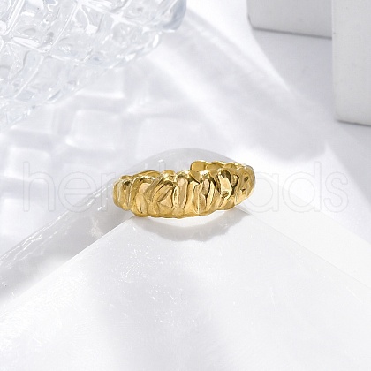 304 Stainless Steel Open Cuff Rings for Women RJEW-M019-34G-1