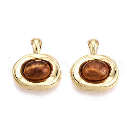 Oval Alloy Resin Pendants PALLOY-N177-09G-1