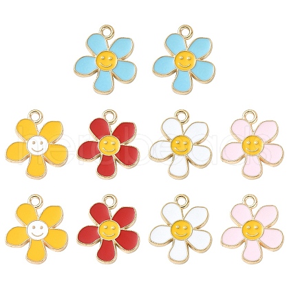 10Pcs 5 Colors Alloy Enamel Pendants ENAM-YW0002-96-1