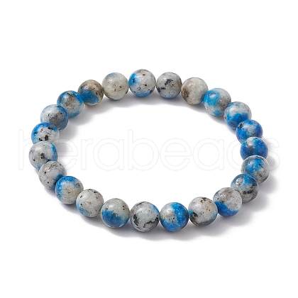 8mm Round Dyed Natural Jade Imitation K2 Stone Stretch Bracelets for Women Men BJEW-JB10494-1