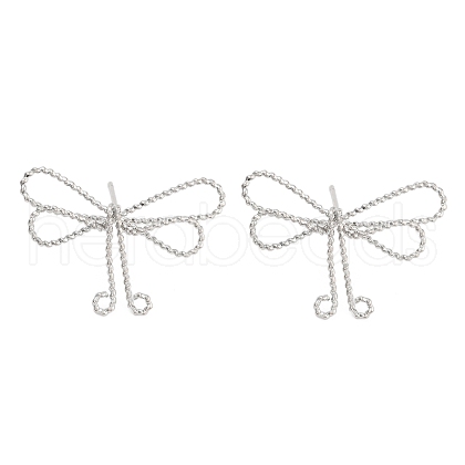 Twisted Bowknot Brass Stud Earrings for Women EJEW-S216-04A-P-1