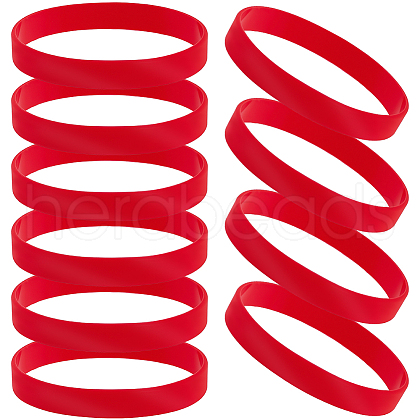 CREATCABIN 10Pcs Word Silicone Cord Bracelet Wristband BJEW-CN0001-04B-1