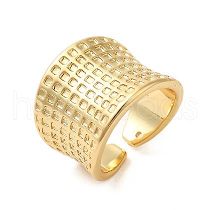 Tartan Brass Wide Open Cuff Rings for Women RJEW-A046-11G-1
