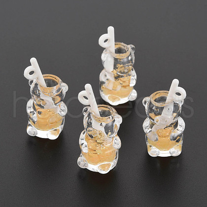 Imitation Bubble Tea/Boba Milk Tea Transparent Resin Pendants RESI-T052-04G-1