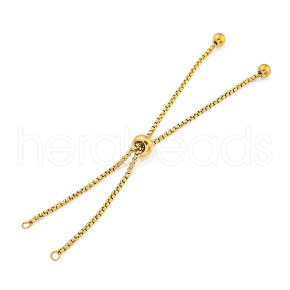Adjustable 304 Stainless Steel Box Chain Slider Bracelet Making MAK-L038-001G-04-1