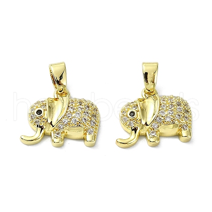 Rack Plating Brass Micro Pave Clear Cubic Zirconia Pendants KK-R157-03G-1