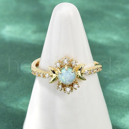 Brass Micro Pave Cubic Zirconia Finger Rings RJEW-D318-03G-1