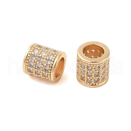Brass Micro Pave Clear Cubic Zirconia European Beads KK-B100-013G-1