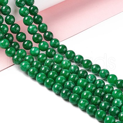 Natural White Jade Round Beads Strand G-E141-03B-1