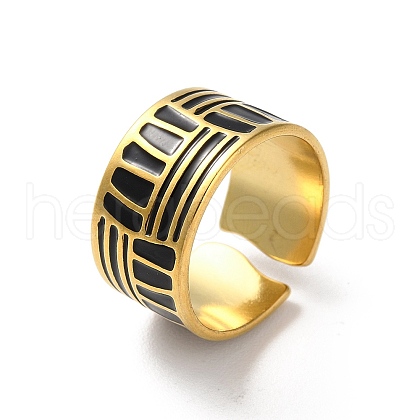 304 Stainless Steel Enamel Cuff Rings for Men RJEW-M171-35G-1