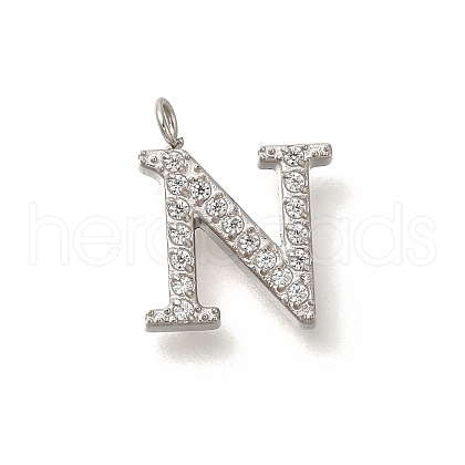 304 Stainless Steel Micro Pave Cubic Zirconia Pendants STAS-H228-06P-N-1