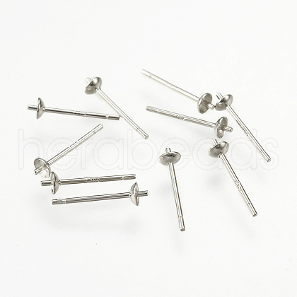 Rhodium Plated 925 Sterling Silver Stud Earring Findings STER-K037-007A-1