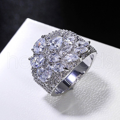 Brass Micro Pave Cubic Zirconia Finger Rings FS-WG4D6DE-13-1
