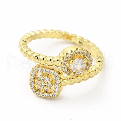 Cubic Zirconia Square Cuff Ring KK-A180-27G-1