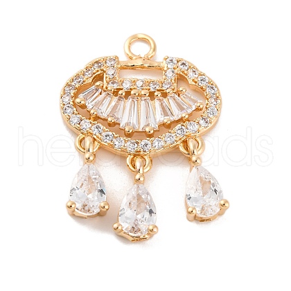 Brass Micro Pave Clear Cubic Zirconia Pendants KK-C076-14G-1