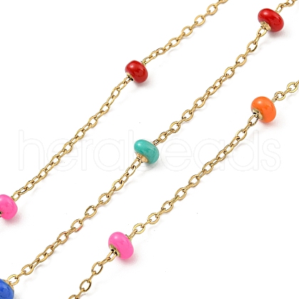 304 Stainless Steel Enamel Link Chains AJEW-Z028-09G-10-1