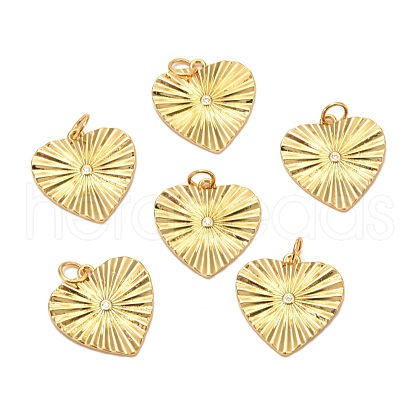 Brass Micro Pave Clear Cubic Zirconia Pendants X-ZIRC-P086-11G-1