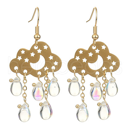 Transparent Glass Dangle Earrings EJEW-TA00259-02-1