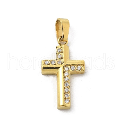 Ion Plating(IP) 304 Stainless Steel Micro Pave Cubic Zirconia Pendants X-STAS-Z107-08G-06-1