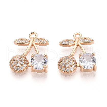 Brass Micro Pave Cubic Zirconia Pendants KK-T074-71KCG-01-1