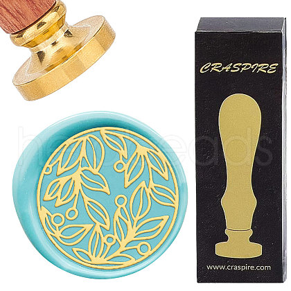 Brass Wax Seal Stamps with Wood Handle AJEW-WH0412-0159-1
