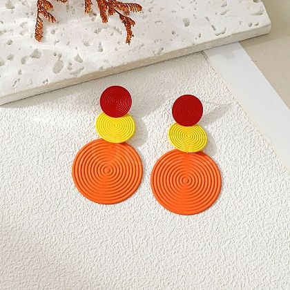 3-Round Alloy Dangle Stud Earrings FS-WG460DD-05-1