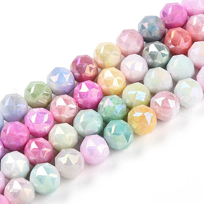 Electroplate Glass Beads Strands GLAA-N010-8mm-05-1