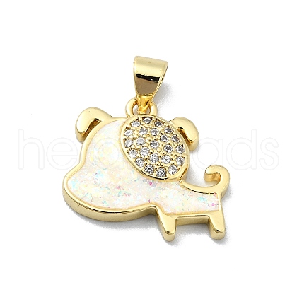 Brass Micro Pave Clear Cubic Zirconia Pendants KK-A221-25B-G-1