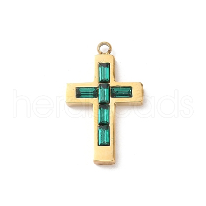 304 Stainless Steel Rhinestone Pendants STAS-L022-085G-09-1