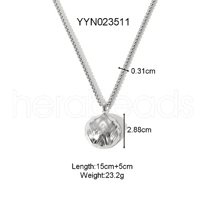 Stainless Steel Textured Pendant Necklaces for Women DY3365-6-1