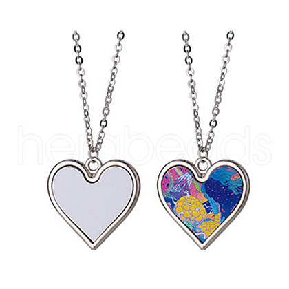 Sublimation Blank Aluminum Pendant Necklace NJEW-E020-02P-03-1