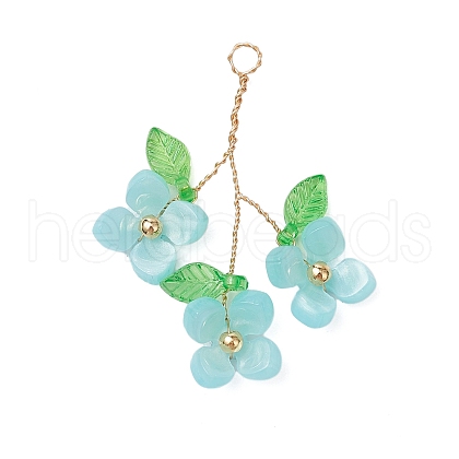 Plastic with Acrylic & Copper Wire Pendants PALLOY-JF03601-02-1