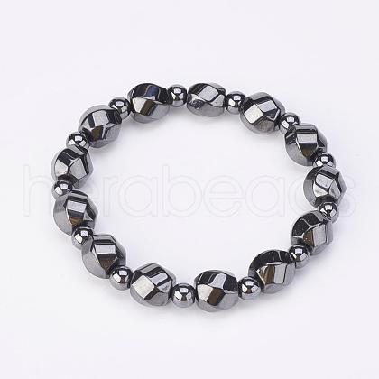 Non-Magnetic Synthetic Hematite Stretch Bracelets BJEW-E309-04-1