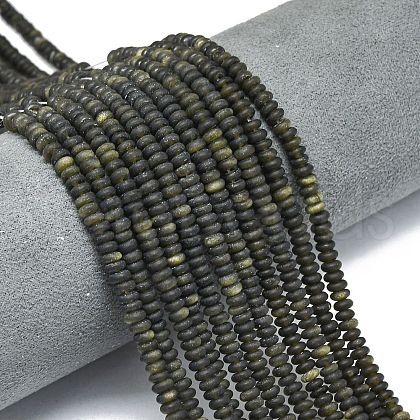 Natural Golden Sheen Obsidian Beads Strands G-P575-A29-4x2mm-1