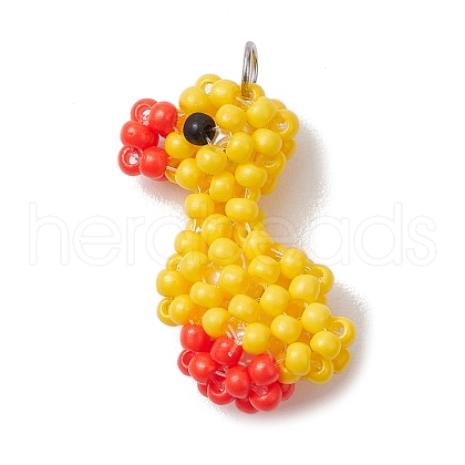 Handmade Glass Seed Beaded Duck Pendants PALLOY-MZ00404-1