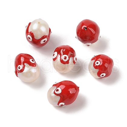 Natural Cultured Freshwater Pearl Enamel Beads PEAR-G014-05F-1