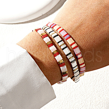 3Pcs 3 Colors Bohemian Style Glass Seed Beads Stretch Bracelets for Women VA2508-1