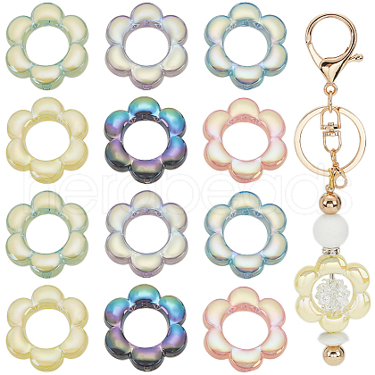 SOFPLATE 30Pcs Transparent Acrylic with Enamel Beads MACR-SP0001-04-1