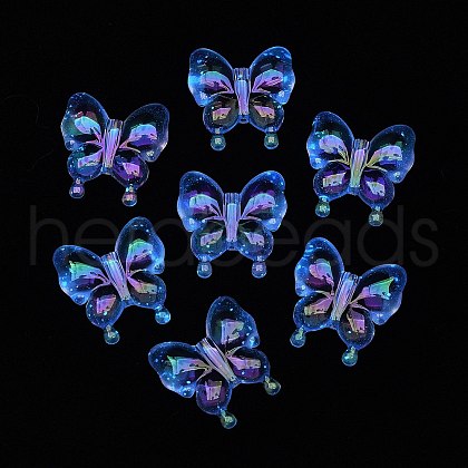 Luminous UV Plating Rainbow Iridescent Acrylic Beads OACR-F006-03D-1