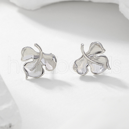 Elegant Leaf S925 Sterling Silver Stud Earrings JX9631-2-1