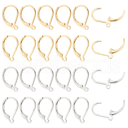 BENECREAT 40Pcs 4 Style Brass Leverback Earring Findings KK-BC0009-59-1