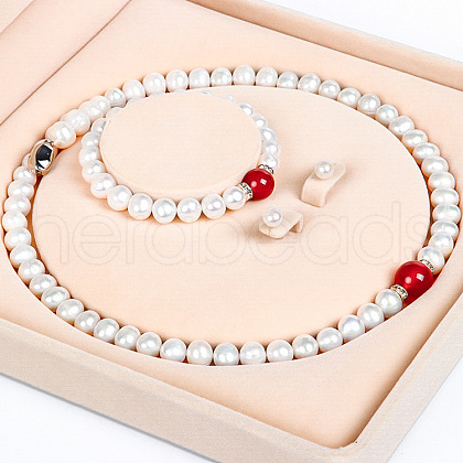Mother's Day Jewellery Natural Freshwater Pearl ChalcedonyBeaded Necklace & Bracelets & Earrings Sets for Women WGE4EAE-39-1