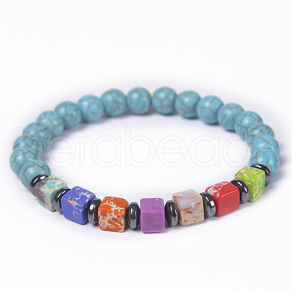 SyntheticTurquoise Beads Stretch Bracelets for Women QF7459-2-1