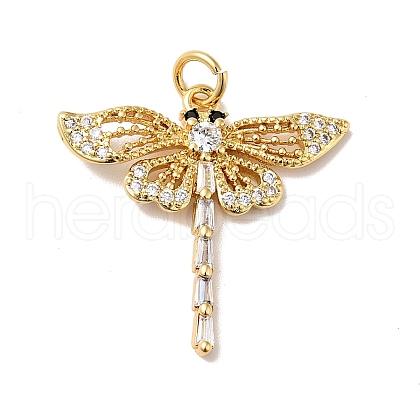 Rack Plating Brass Clear & Black Cubic Zirconia Pendants KK-H341-06G-1