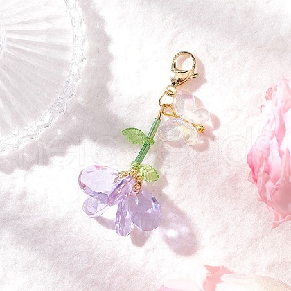 Handmade Glass Seed Beaded and Acylic Butterfly Pendant Decorations Sets HJEW-MZ00259-02-1